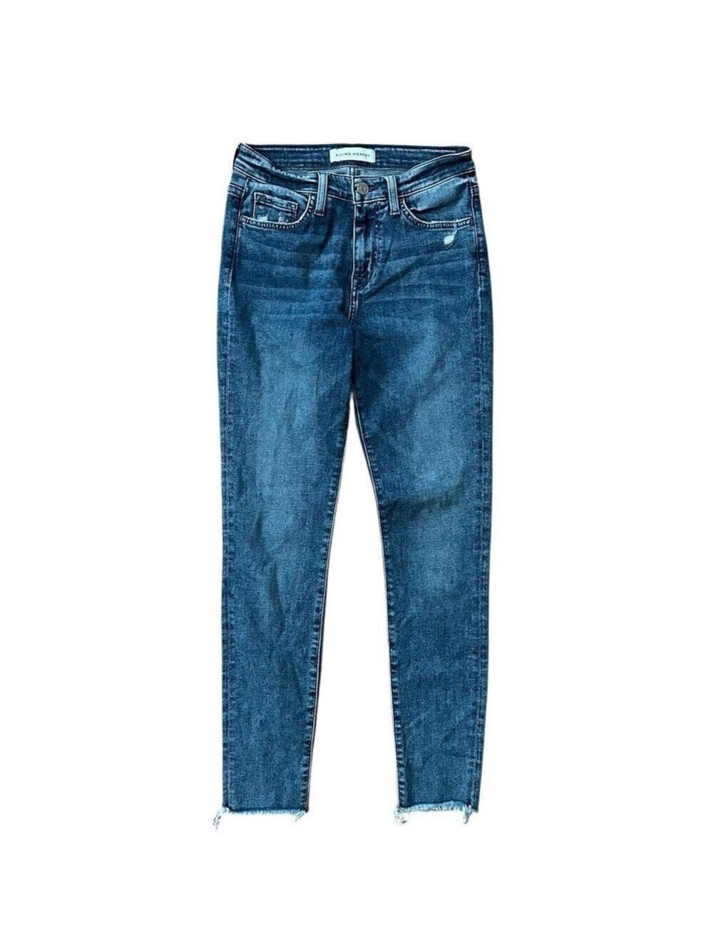 Flying Monkey Free Spirit High Rise Ankle Crop Raw Hem Skinny Jeans Sz 24